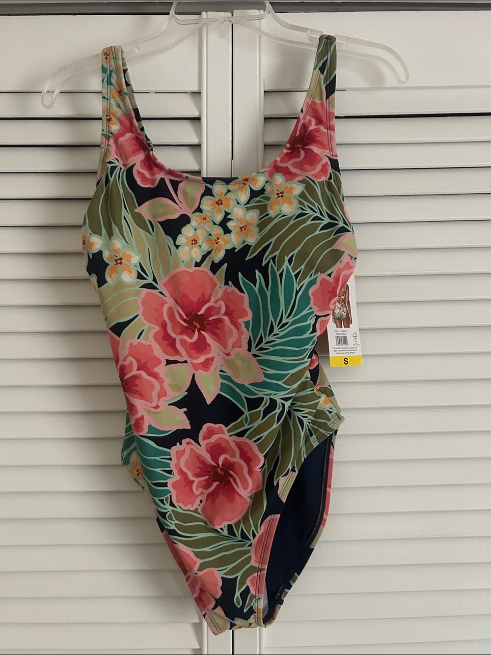 Hurley S Floral One-Piece Swimsuit - Navy, Pink & Green NWT